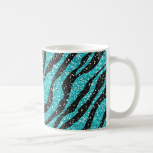 Turquoise Glitter Zebra Print Coffee Mug