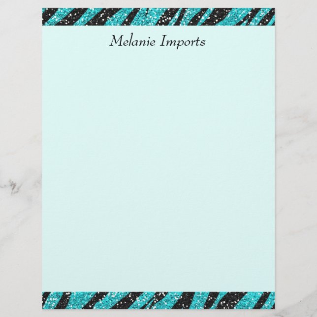 Turquoise Glitter Zebra Print Monogram (Front)