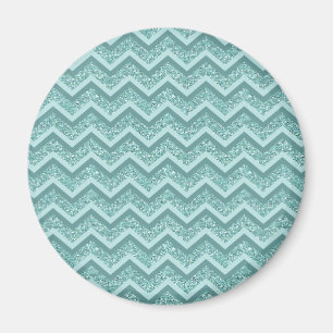Turquoise Glitter ZigZag Pattern Magnet