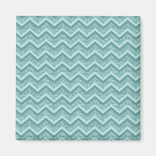 Turquoise Glitter ZigZag Pattern Magnet