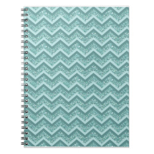 Turquoise Glitter ZigZag Pattern Notebook