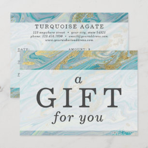 Turquoise Gold Agate Stone Geode Certificate Card