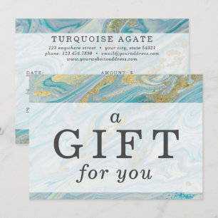 Turquoise Gold Agate Stone Geode Certificate Card