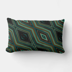 Turquoise gold and black geometric lumbar pillow