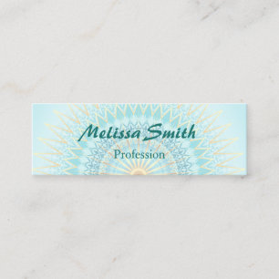Turquoise Gold Boho Mandala Mini Business Card