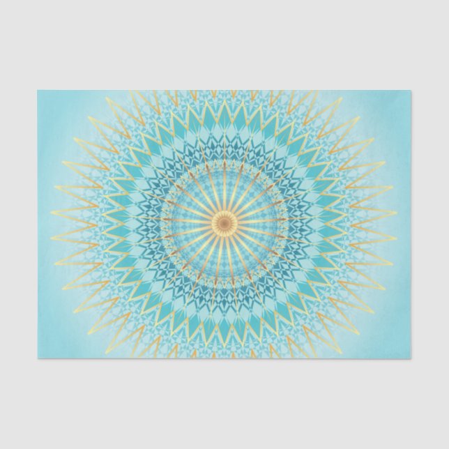 Turquoise Gold Boho Mandala Tissue Paper (Front)