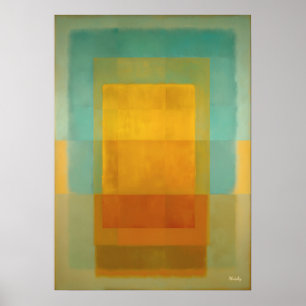 Turquoise Gold Colour Field Abstract Modern Art Poster