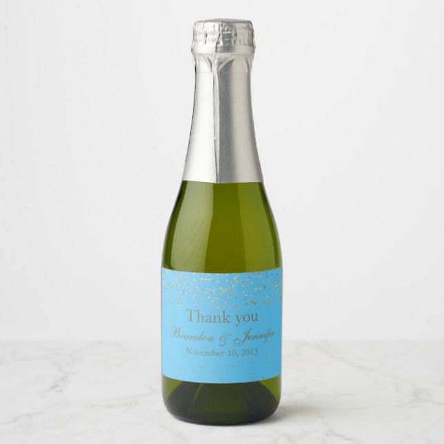 Turquoise & Gold Custom Wedding Sparkling Wine Lab Sparkling Wine Label (Front)