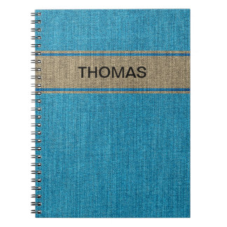 Turquoise Gold Denim Jeans Fabric Name Customized Notebook