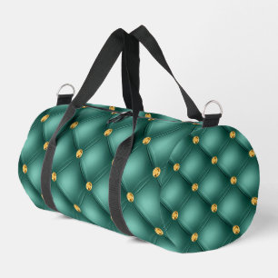 Turquoise Gold Diamond Tufted Duffle Bag