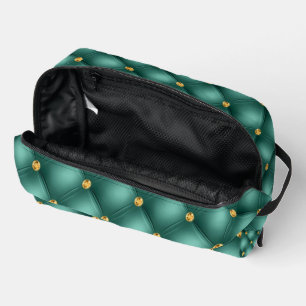 Turquoise Gold Diamonds Tufted Gemstone Dopp Kit