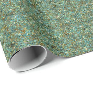 Turquoise-Gold Glitter-GIFT WRAPPING PAPER