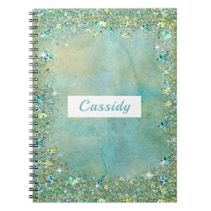 Turquoise Gold Glitter Sparkle Notebook