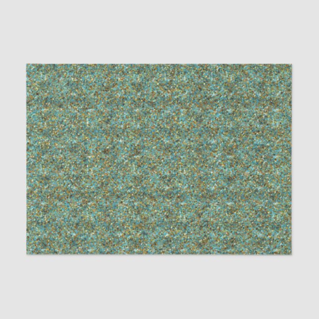 Turquoise-Gold Glitter-TISSUE WRAPPING PAPER (Front)
