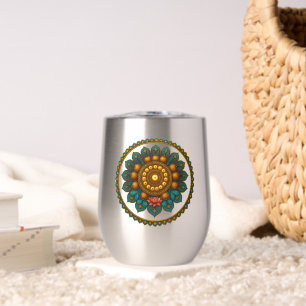 Turquoise Gold Lotus Mandala -Boho Fantasy Graphic