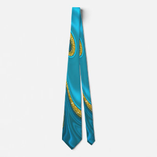 Turquoise Gold Marbleized  Tie