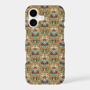 Turquoise & Gold Ornate Damask