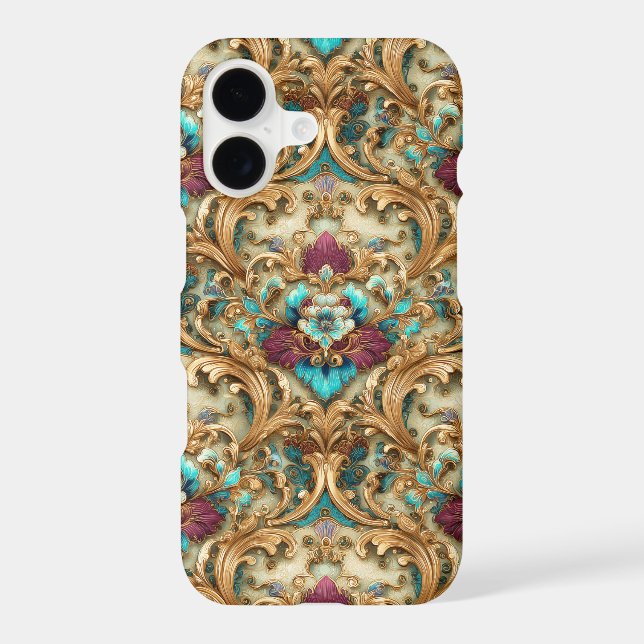 Turquoise & Gold Ornate Damask (Verso)