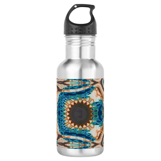 Turquoise Gold Sun Southwestern Art 532 Ml Water Bottle (Front)