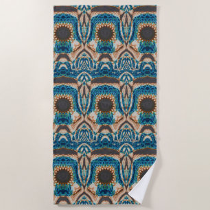 Turquoise Gold Sun Southwestern Art Beach Towel
