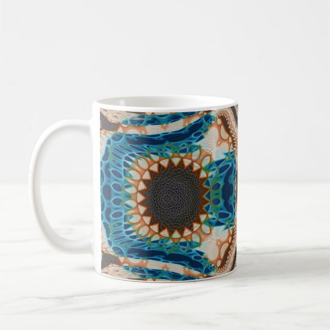 Turquoise Gold Sun Southwestern Art Coffee Mug (Left)