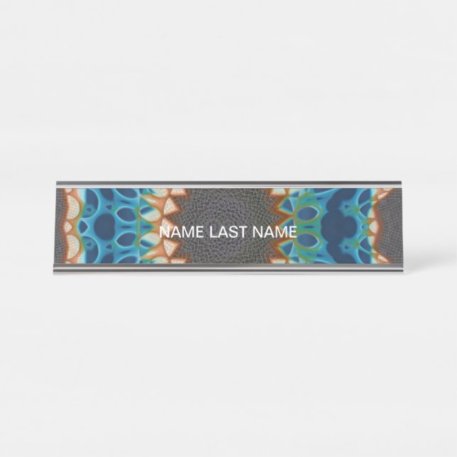 Turquoise Gold Sun Southwestern Art Desk Name Plate (Front)