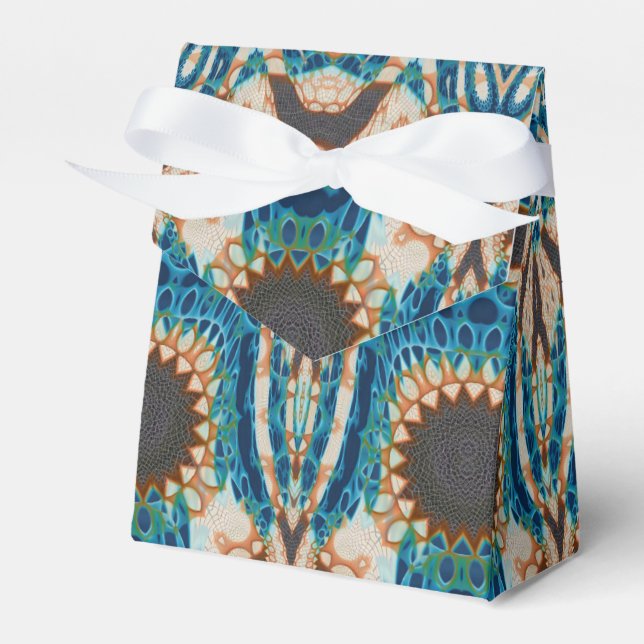 Turquoise Gold Sun Southwestern Art Favor Box (Front Side)