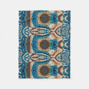 Turquoise Gold Sun Southwestern Art Fleece Blanket