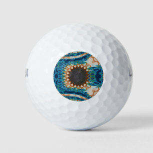 Turquoise Gold Sun Southwestern Art Golf Balls
