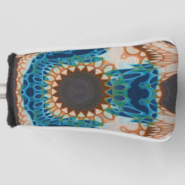 Turquoise Gold Sun Southwestern Art Golf Head Cover (Front)