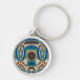 Turquoise Gold Sun Southwestern Art Keychain