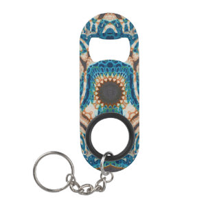 Turquoise Gold Sun Southwestern Art Keychain Bottle Opener