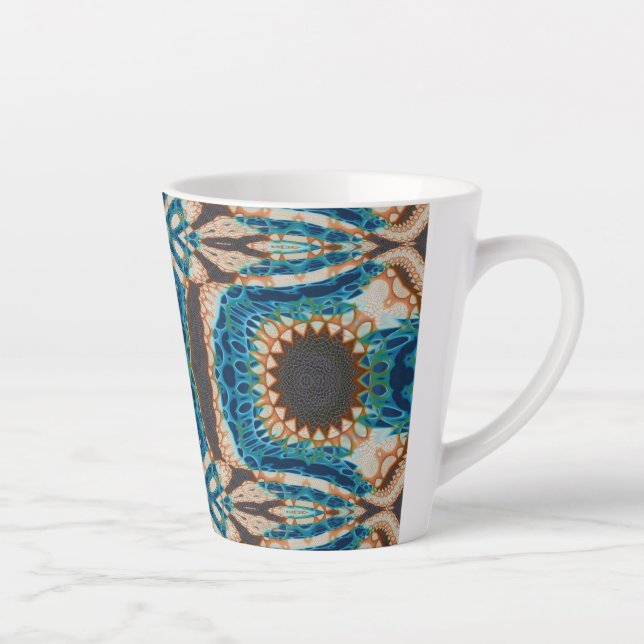 Turquoise Gold Sun Southwestern Art Latte Mug (Right)