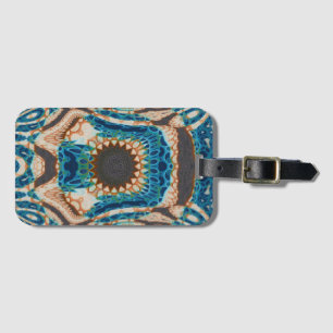 Turquoise Gold Sun Southwestern Art Luggage Tag