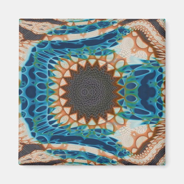 Turquoise Gold Sun Southwestern Art Magnet (Front)