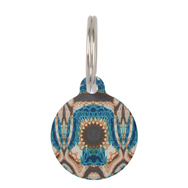 Turquoise Gold Sun Southwestern Art Pet Tag (Front)