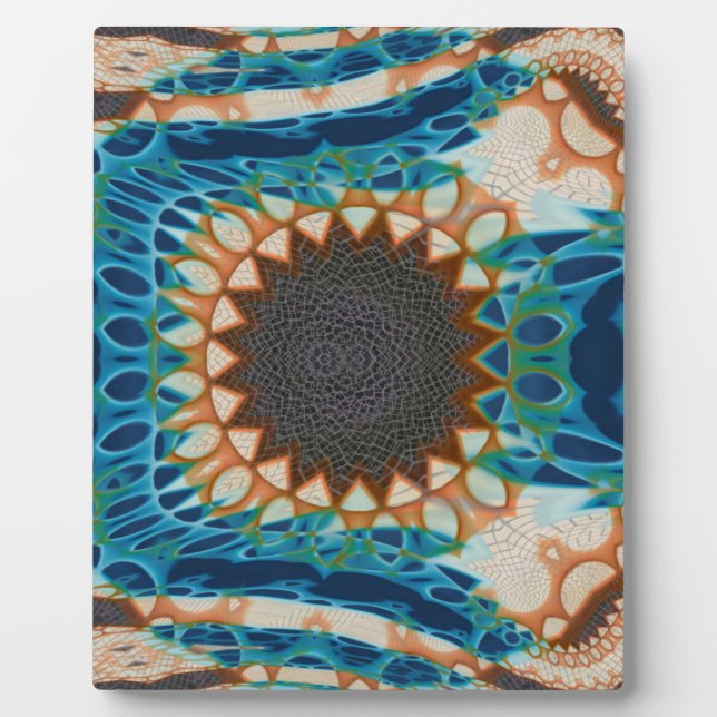Turquoise Gold Sun Southwestern Art Plaque (Front)