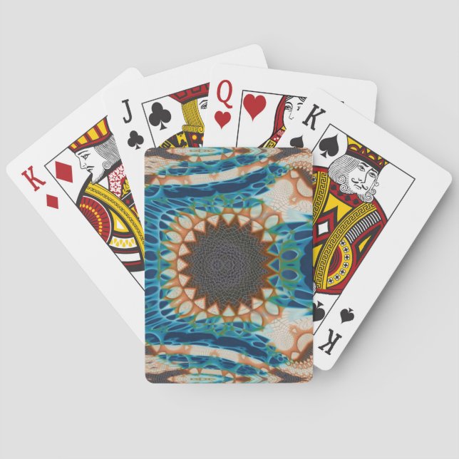 Turquoise Gold Sun Southwestern Art Playing Cards (Back)