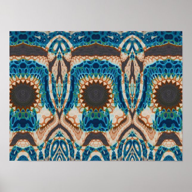 Turquoise Gold Sun Southwestern Art Poster (Front)