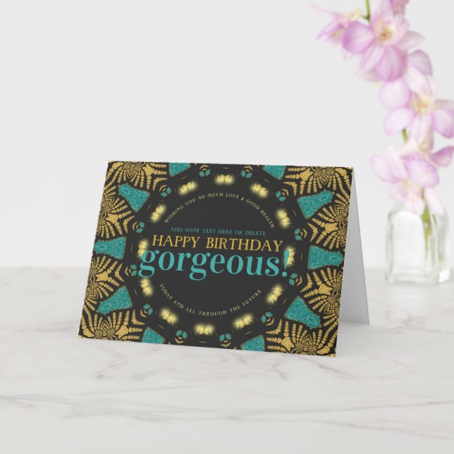 Turquoise Gold Tribal heureux Anniversaire Carte m (Orchidée)
