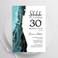 Turquoise Gold White Agate Surprise 30th Birthday
