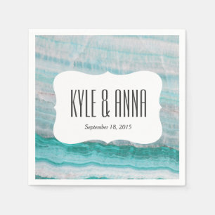 Turquoise Granite Stone Layered Wave Print Napkin