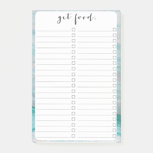 Turquoise Granite Stone Layered Wave Print Post-it Notes (Front)