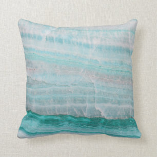 Turquoise Granite Stone Layered Wave Print Throw Pillow