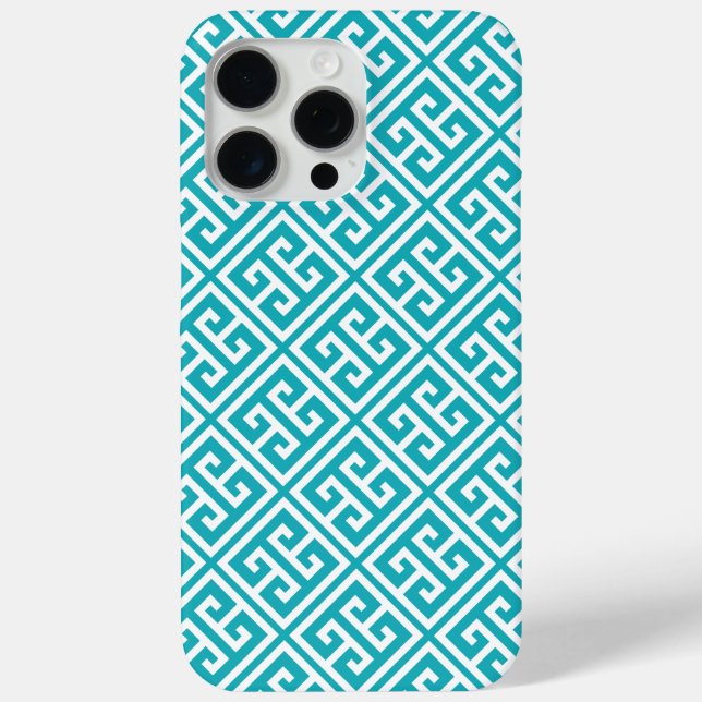 Turquoise Greek Key Pattern Case-Mate iPhone Case (Back)