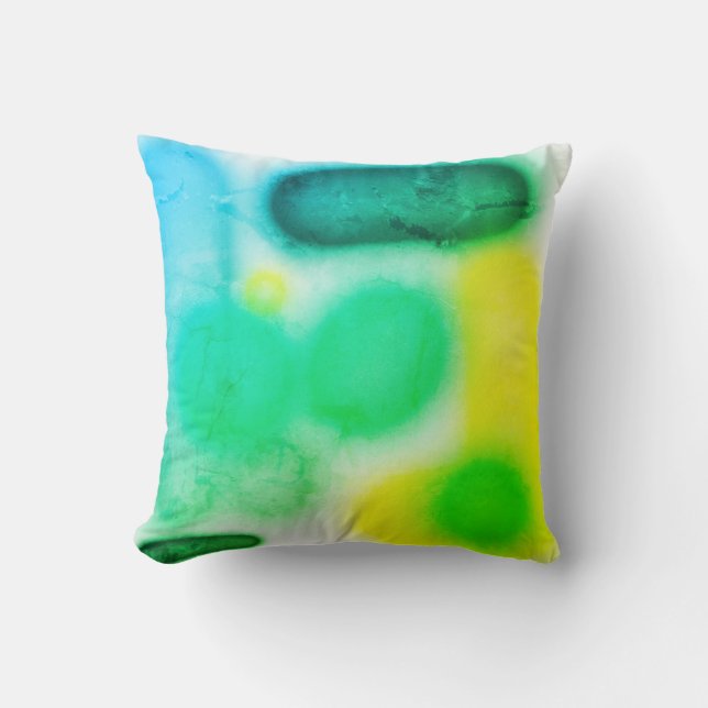 Turquoise Green Abstract Art Cushion Throw Pillow (Front)