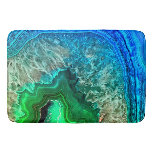 Turquoise Green Agate Mineral Gemstone Bath Mat (Front)