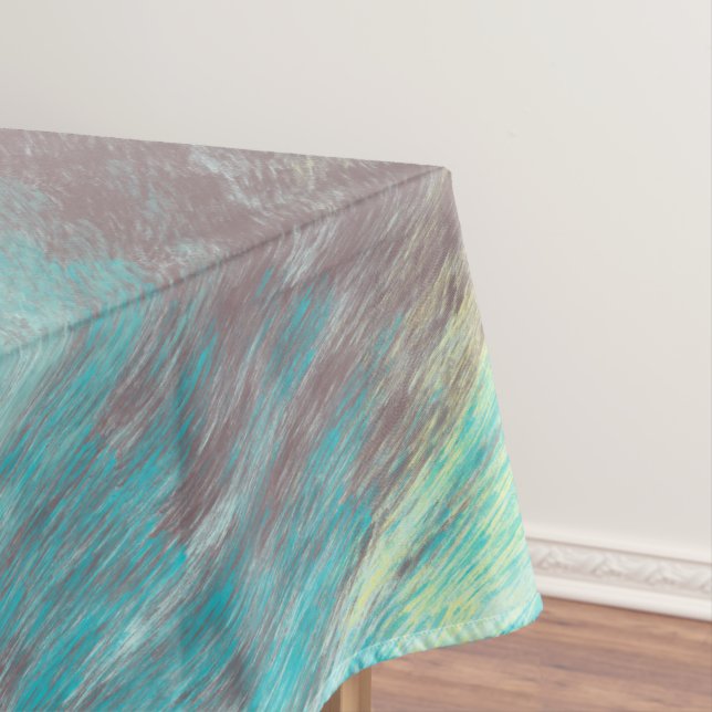 Turquoise, Green and Mauve Marble Abstract Tablecloth (In Situ)
