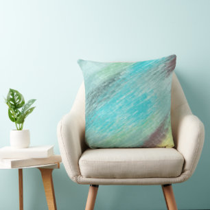 Turquoise, Green and Mauve Marble Abstract Throw Pillow