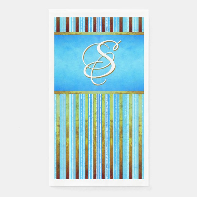 Turquoise, Green, and White Stripes Napkin (Front)